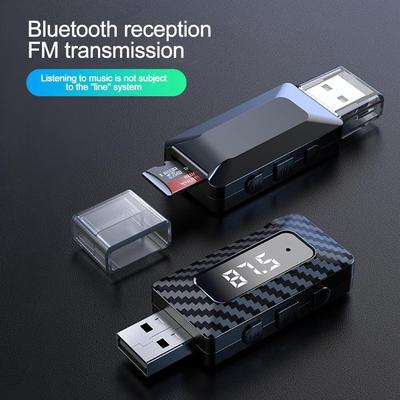 Transmițător FM Bluetooth 5.3 pentru mașină Receptor Apel Mâini libere Mini adaptor fără fir USB Audio automat cu afișaj LED pentru radio FM auto