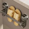 Strong Load-bearing Aluminum Towel Rack Grey Bathroom Organizer Double Pole Rack  Bathroom