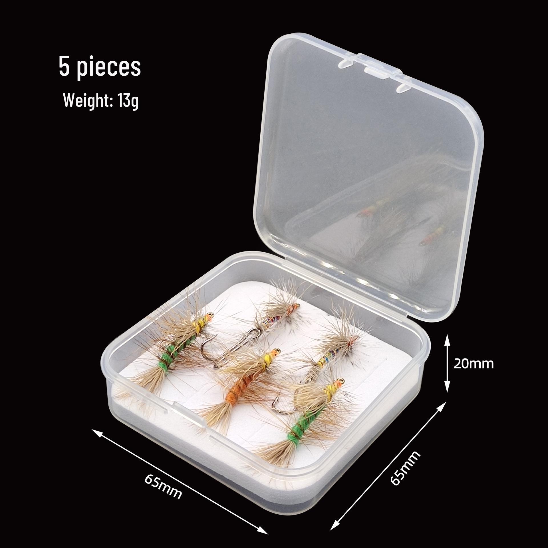 White Egret Fly Gift Box: 5-Piece Dry Fly Set with Deer Hair Stimulator & Deer Hair Caddis Fly