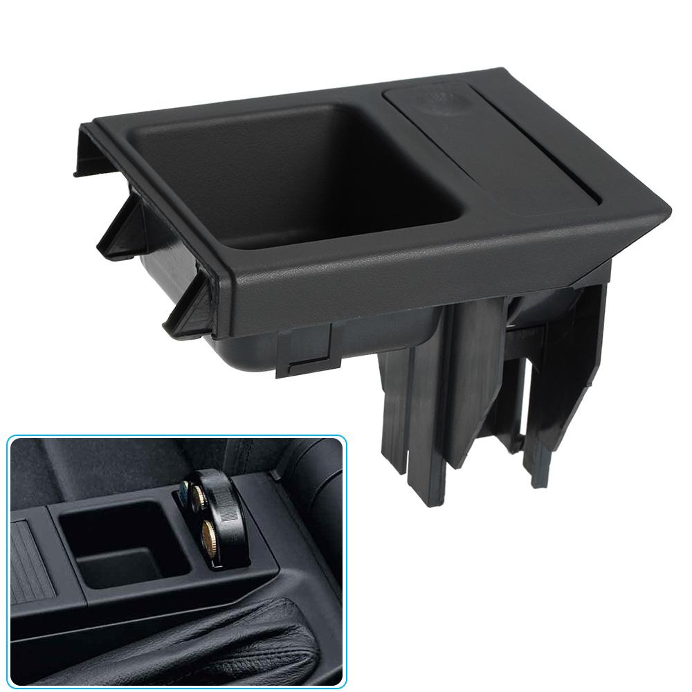 Car Front Center Console Drink Cup Holder + Coin Holder Tray for BMW 3Series E46 1998 2004 Black