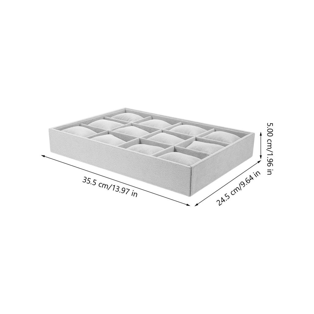 1Set Jewelry Organizer Tray Bracelet Display Holder Watch Tray Soft Lining Desktop Storage Space-Saving Multi-Grid Design