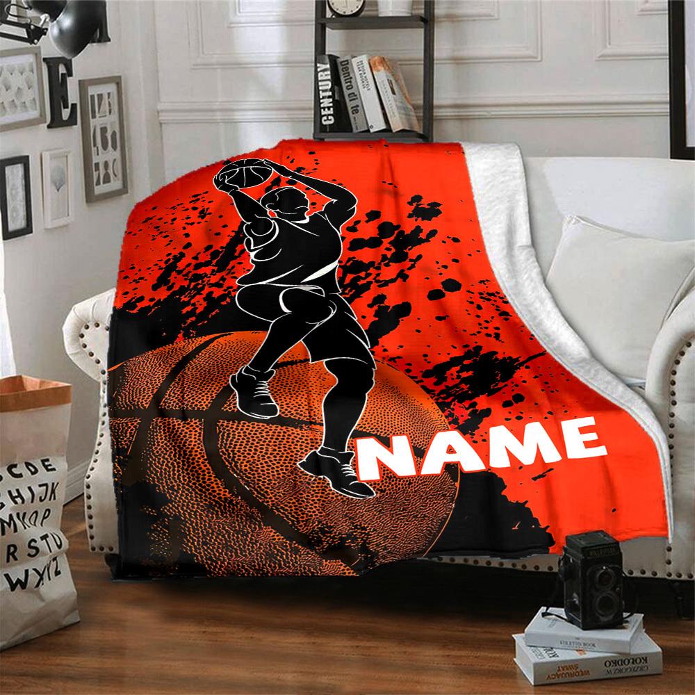 Basketballthemed Home Customize Your Name Blankets Comfortable Soft Lightweight Allseason Multipurpose Blanket For Picnics Sofas Offices Beds Living