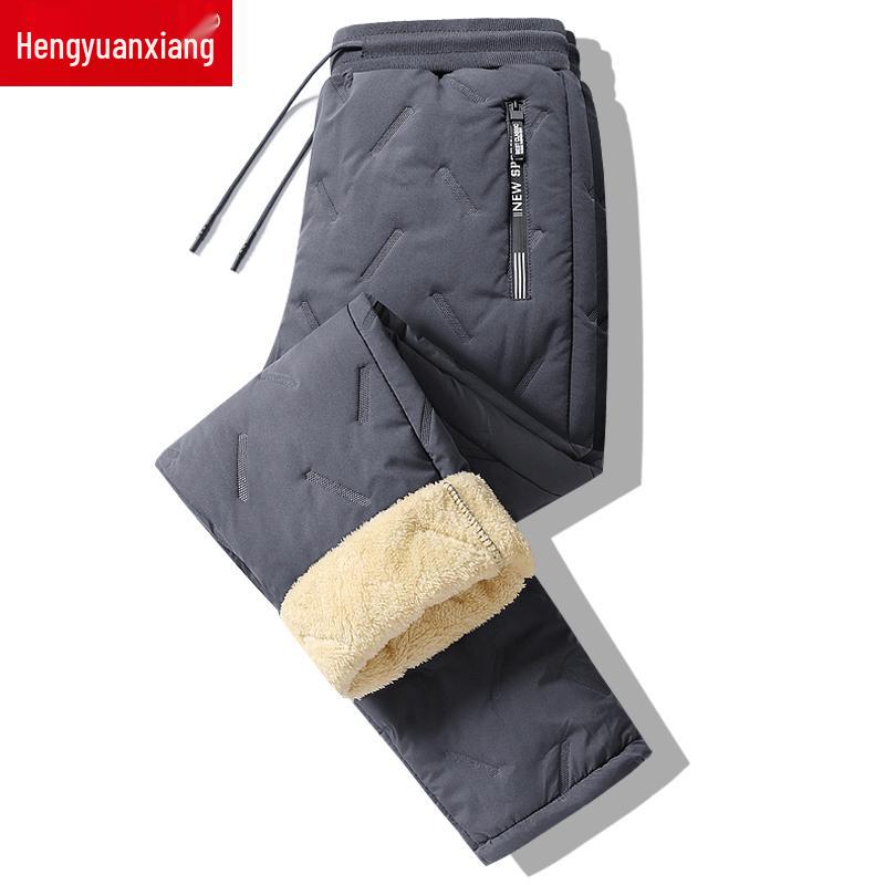 Men's Winter Fleece-Lined Lambswool Pants - Thick, Warm, Windproof