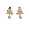 Huitan Czerwone/Zielone Kolczyki Wiszące Damskie z Motywem Choinki w Złotym Kolorze Wspaniałe Damskie Kolczyki na Imprezę Świąteczną Cyrkonia