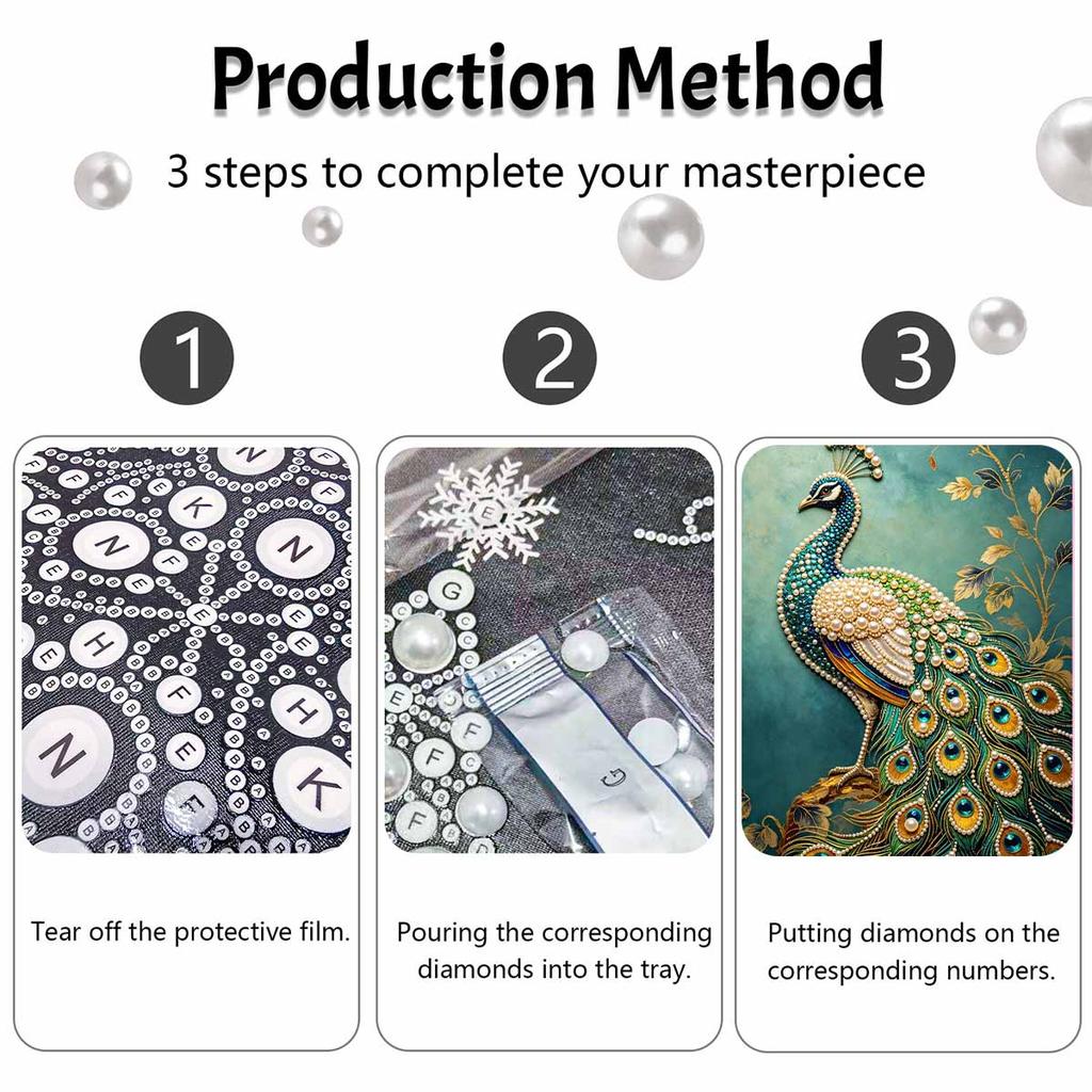 Pearl DIY Art Painting Peacock Design Handcrafted Picture Indoor Wall Ornament Relaxing Leisure Hobby Exquisite Home Decoration Gift