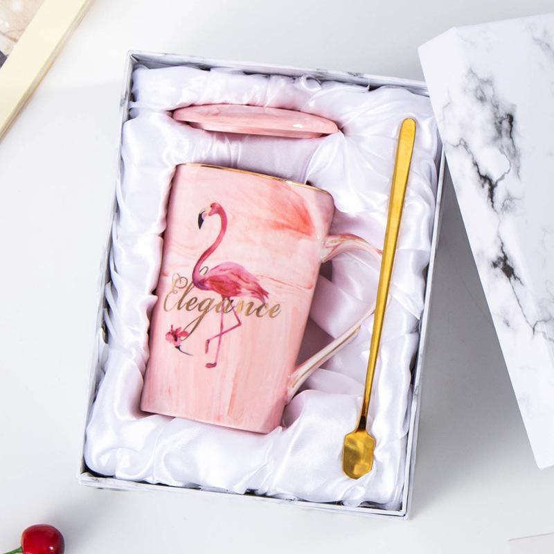 Mug with Lid Spoon Ceramic Mug Water Cup Coffee Mug Gift Box Set