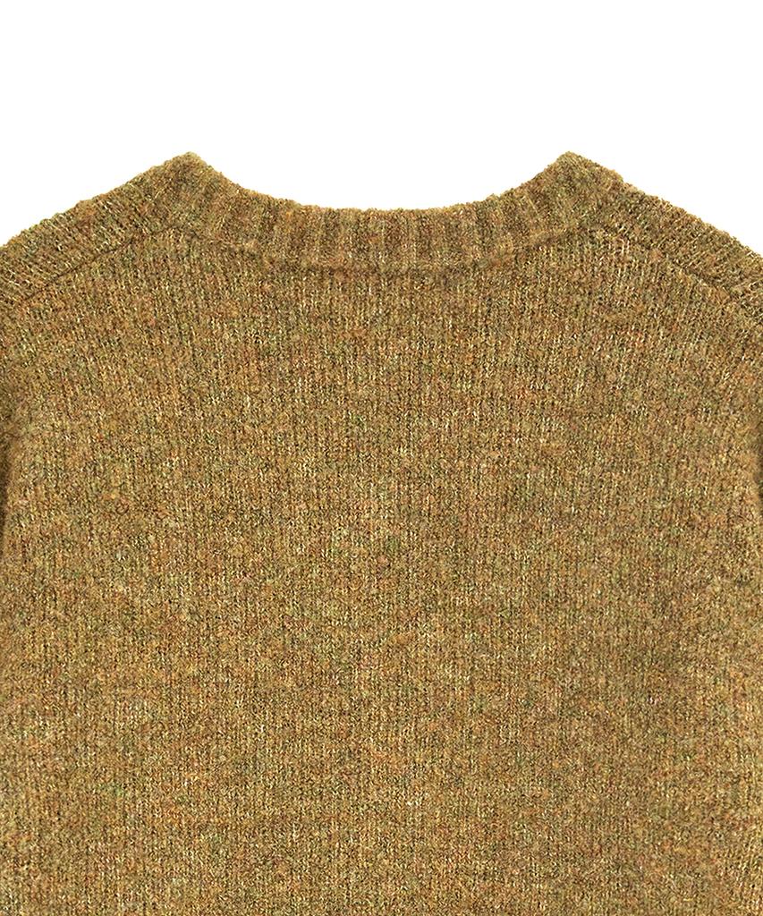 NOIRER FOR WOMAN Boucle V-Neck Oversized Sweater (Orange Green)