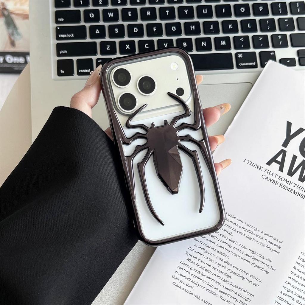 Electroplated Spider Design iPhone 14/13/12 Pro Max Anti-fall Case