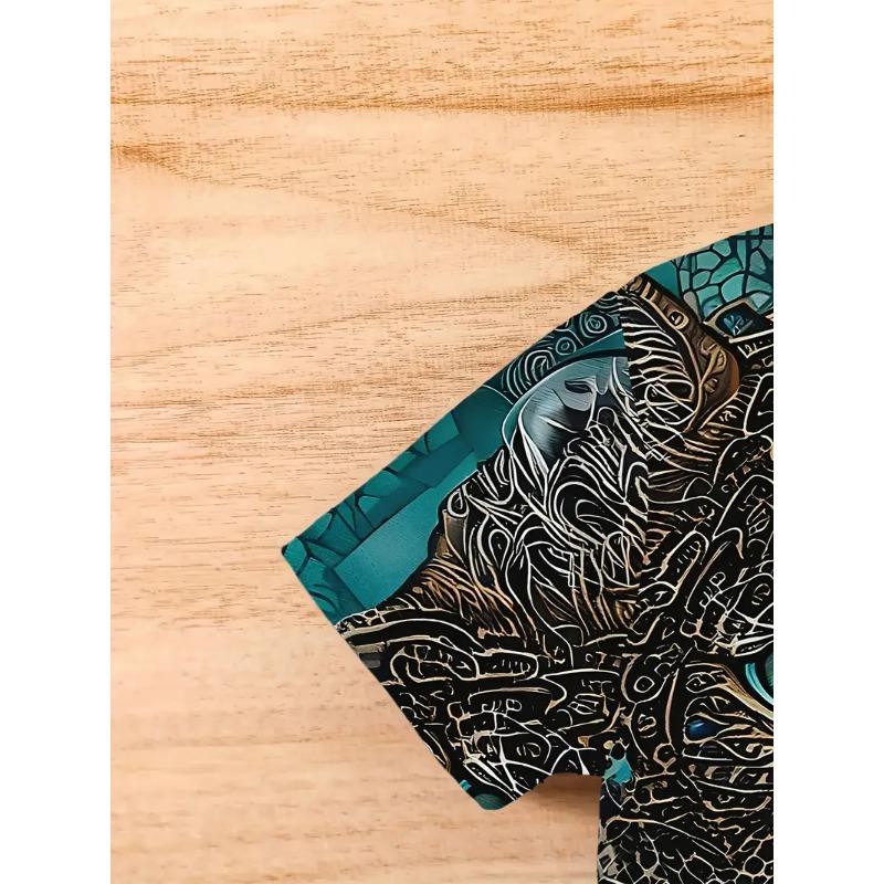 Men's T-shirt Men's Fashion Leopard Print Animal Print Casual Short Sleeved Round Neck T-shirt Loose Top