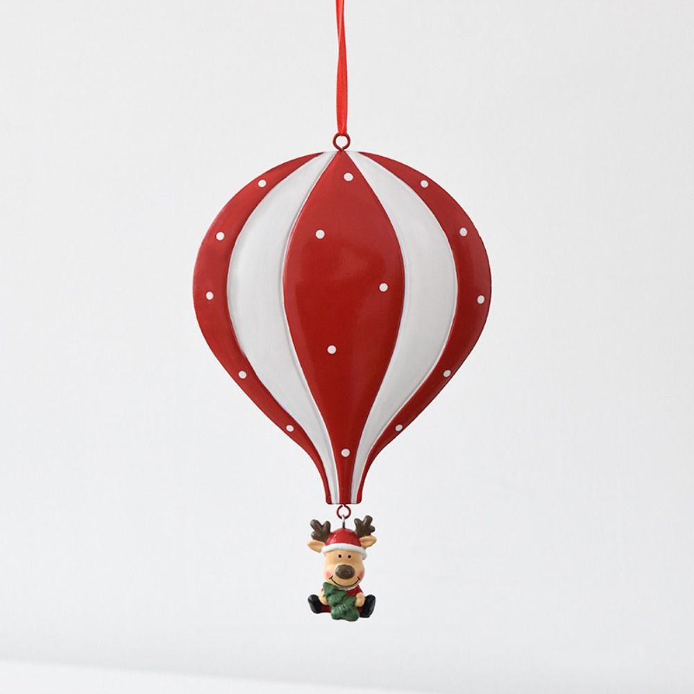 Iron Hot Air Balloon Ornament Red Green White Christmas Tree Accent Christmas Tree