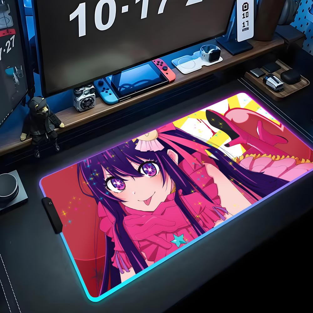 

Hoshino Ai Коврик для мыши RGB Игровой коврик для мыши Большой светодиодный коврик Настольный коврик для ПК Светящийся коврик для мыши Большие коврики для клавиатуры Настольный ковер с подсветкой RGB600x300x3mm