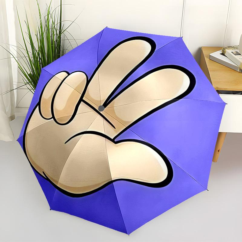 1pc Three Hand Gesture Fashionable Automatic Opening/Closing Folding Umbrella with 8 Iron Bones, Plastic Handle Yy251015008