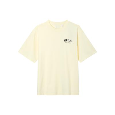 Fila Buntes vielseitiges lässiges lockeres kurzärmeliges T-Shirt Unisex Oberteile Käse-Weiß F51U419101FIV