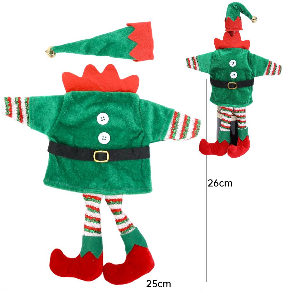 New Christmas Wine Bottle Covers Xmas Wine Bottle Bags Elf Clothes With Hat New Year Gifts Home Dinner Party Table Decorations