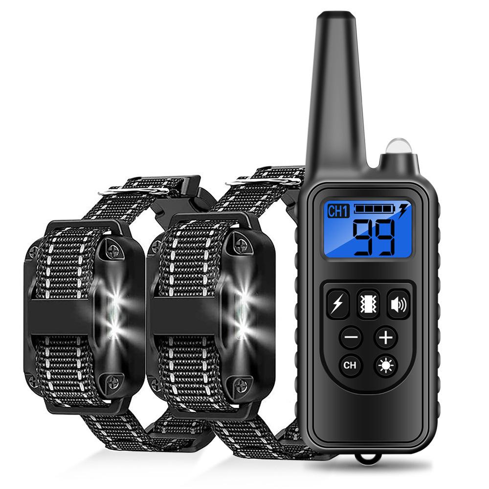 Rechargeable Remote Dog Training Collar, Waterproof Bark Stop Device, 800m Range, Automatic Shock Correction.