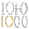 Hoop Earrings Original 925 Silver Sparkling Wrapped Woven Earrings for Woman High Quality Fashion Jewelry Accessories