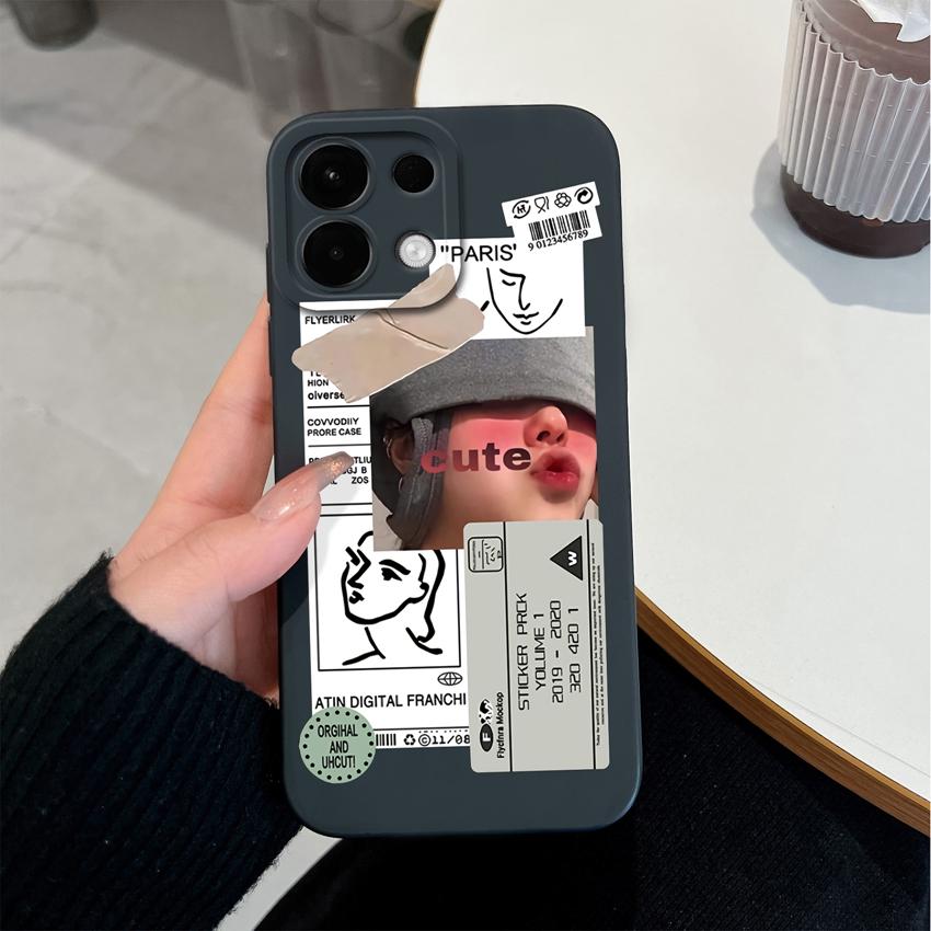 För Oppo Realme 5 6 7 8 9 10 Pro Plus K12 A5 A5X Telefonskal Söta Flicka Mönster Flytande Silikon Avancerat Anti-Slip Skyddsskal För Oppo Hölje