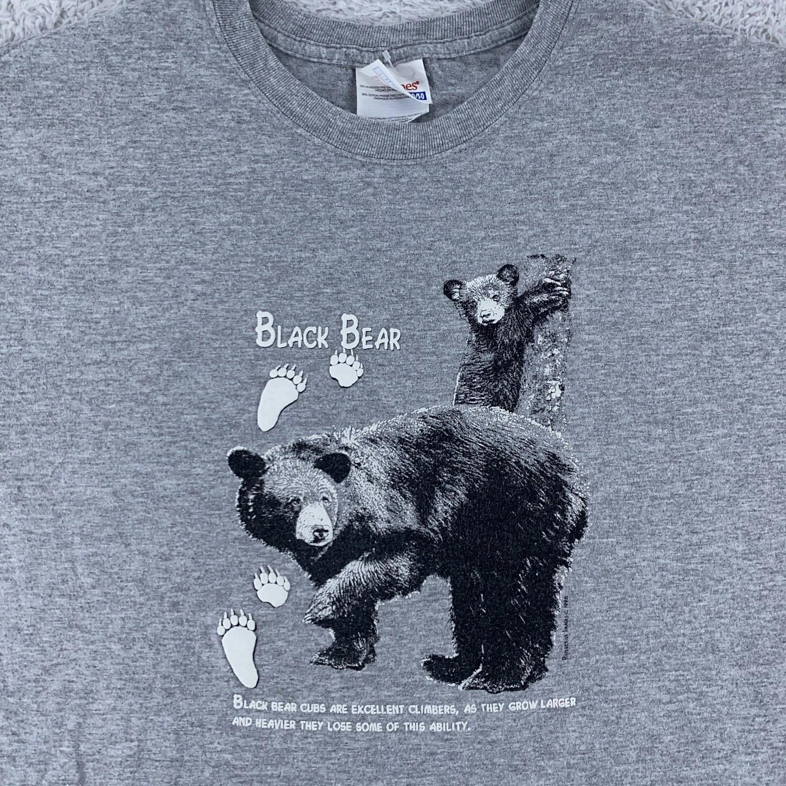 Vintage Black Bear Shirt Mens Medium Nature Wildlife Graphic 90s S