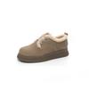 Buckle Women's Autumn and Winter Fur Integrated Cotton Shoes Thick Sole Heightening Round Head Retro Matte