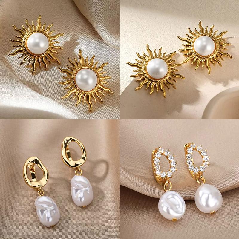 Vintage Stainless Steel Sun Earrings For Women Bohemian Sun Shine Earrings Irregular Fan Shaped Earrings Jewelry Party Gifts
