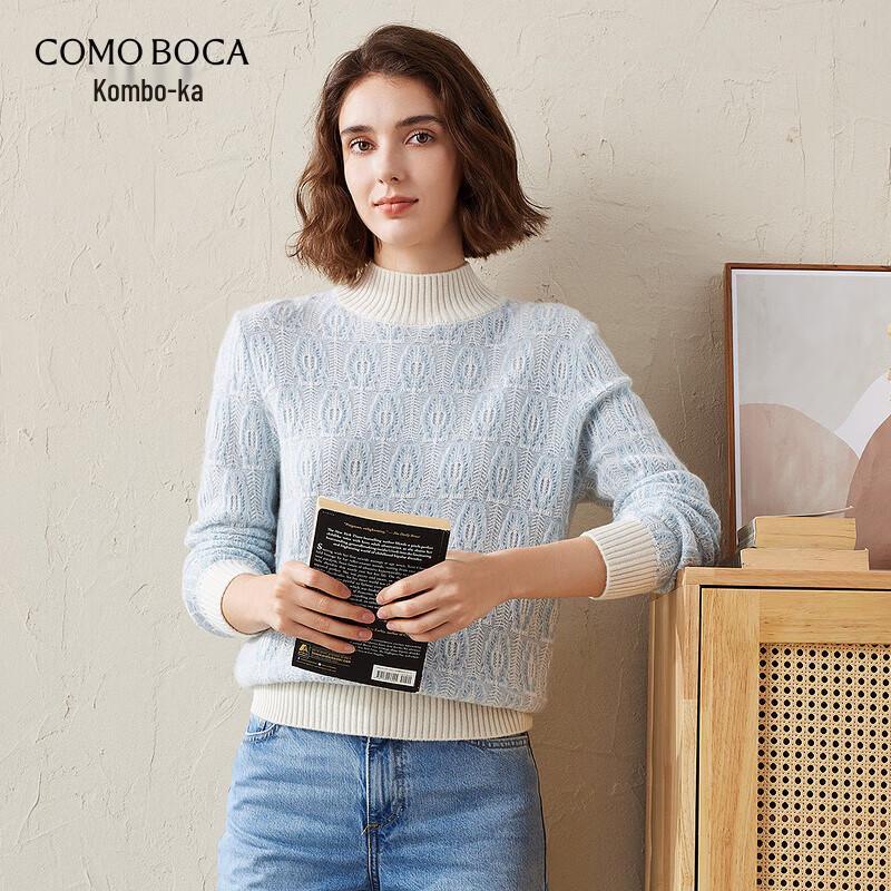 Kemon Boca Women's Color Block Pure Cashmere Mock Neck Sweater