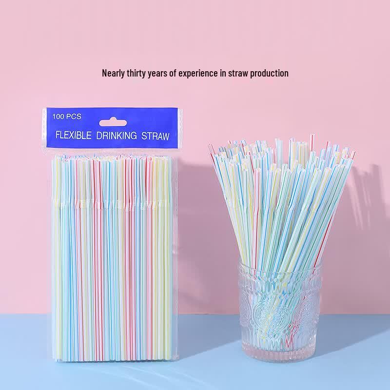 JIAYAN Disposable Bendable Colored Plastic Straws, 13 Packs (1300 Count)
