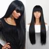 Langes glattes Haar, natürliche hitzebeständige Faser, schwarze Perücke für Frauen, tägliches Tragen, Perücken, rosa, rote Cosplay-Perücken