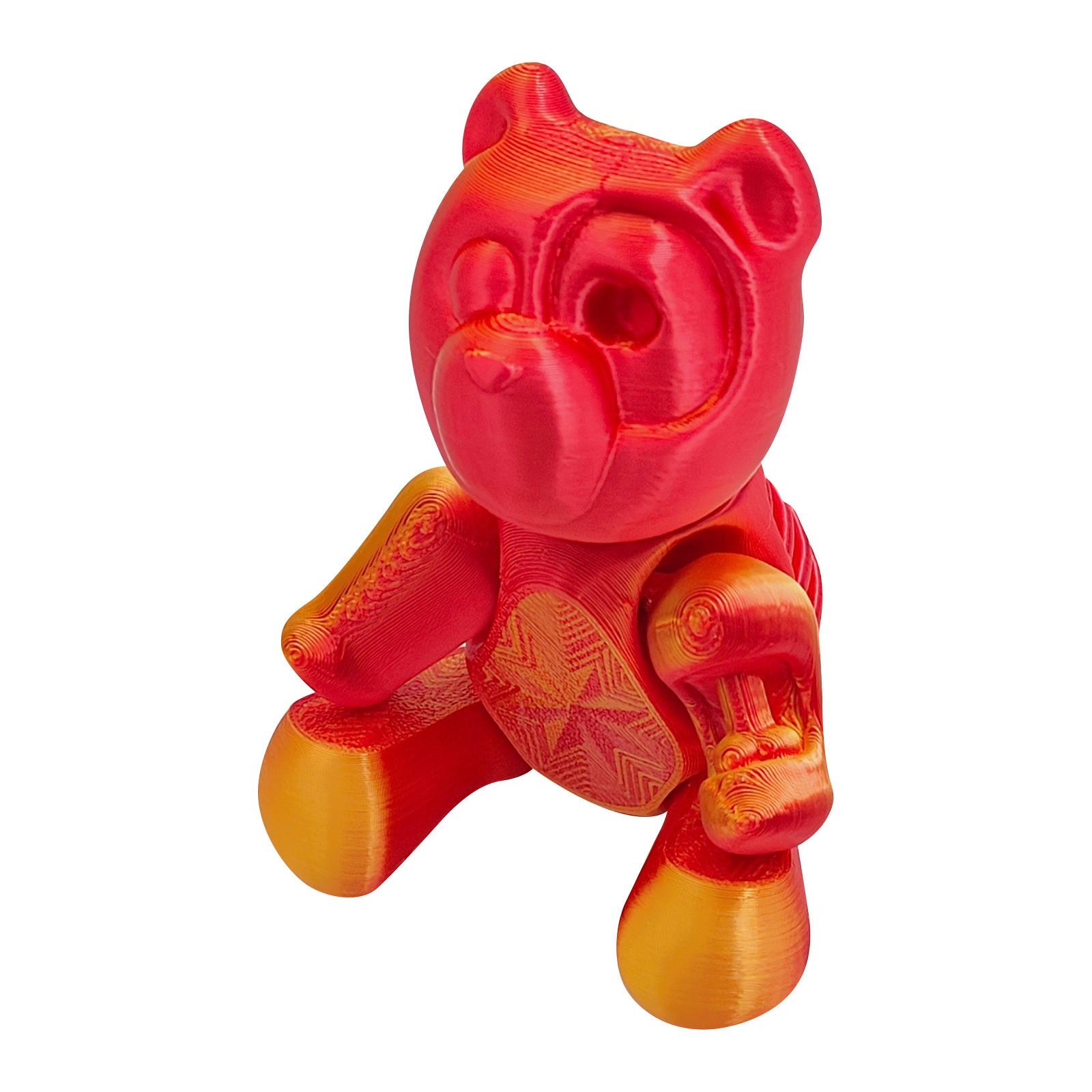 

3D Printed Animal Mobile Phone Holder Desktop Ornaments Gradient Color Deformable Bear Doll One Size красный