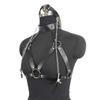 Leather Gag & Nipple Clamps Chain - Women's Erotic Restraint Clothing & Props