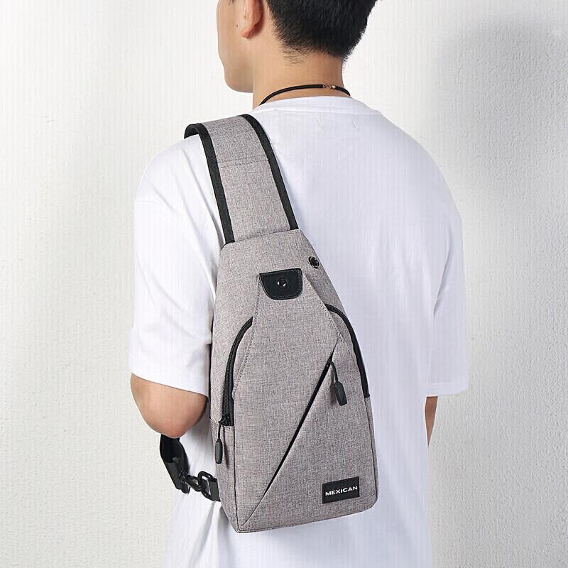 MEXICAN Men's Chest Bag, Travel and Casual, Crossbody Bag, Phone Waist Pack, Canvas Backpack, Cycling, Gray