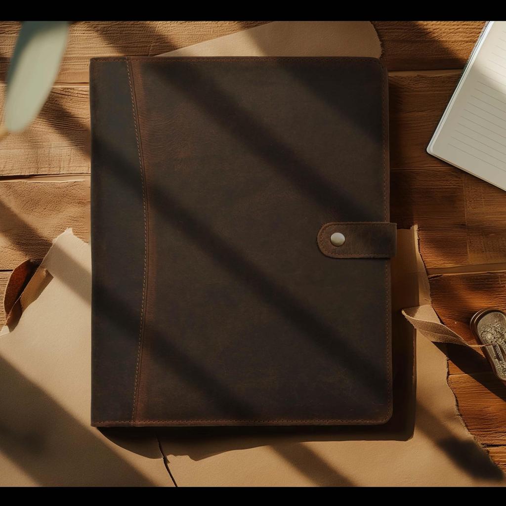 Genuine Leather Portfolio Organizer - Professional Business Pad Folio for Men and Women - Document Card Holder, Resume Folder, Folio for A4/Letter Siz