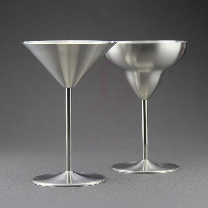 Edelstahl Martini Glas Kreatives Cocktailglas Dreieckiges Hoher Stiel Margarita Glas Metall Weinglas