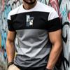 Herren T-Shirt mit 3D-Druck, kurzärmlig, Mode-Oberteil im Kunststil mit bequemem Schnitt, Rundhalsausschnitt