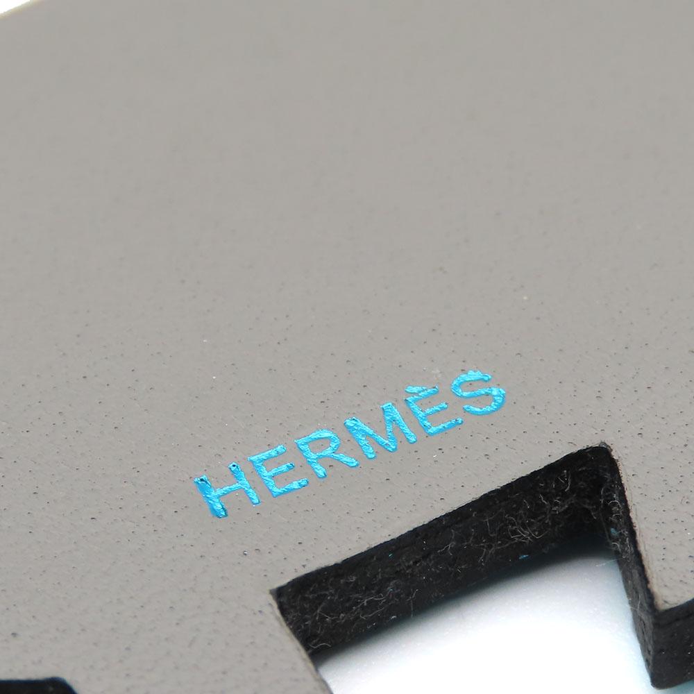 Used HERMES Bag Charm Silver925/leather Blue Gray Elephant Motif