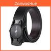 Genuine Leather Automatic Buckle Mens Business Casual Belt With Alloy Clasp For Office Wear