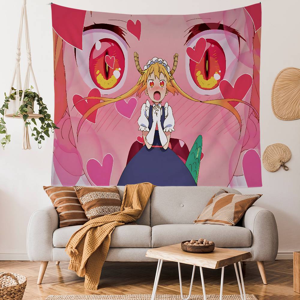 Miss Kobayashi Dragon Maid Anmie Cartoon Tapestry Art Science Fiction Room Home Decor Wall Hanging Sheets