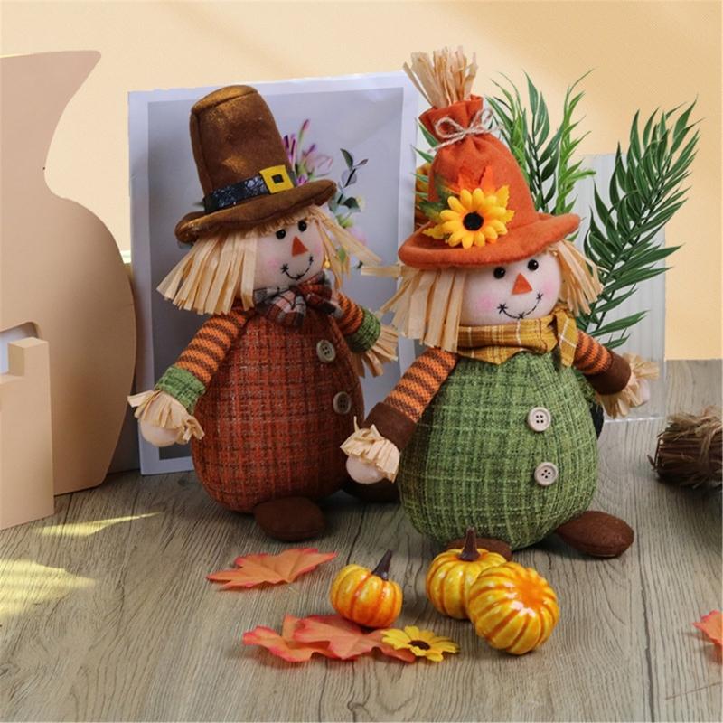 Herbst Feiertags-Schmuck Ahornblatt Vogelscheuche Puppe Bauernhaus Dekorationen Bewegliche Figur Bauernhaus Küchen-Dekorationen Anhänger