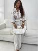 2025 Autumn European & American Elegant Print Top + Wide-Leg Pants Set