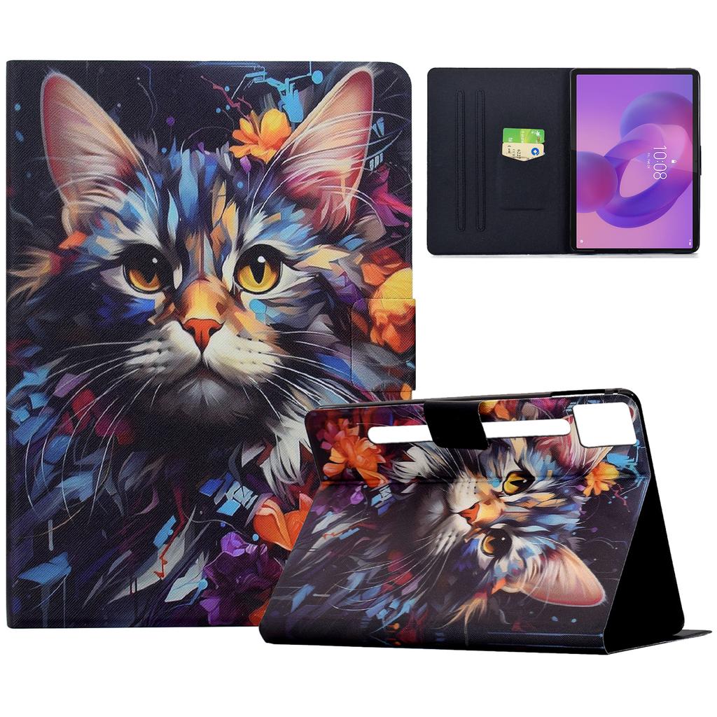 For Lenovo Idea Tab Pro/Tab P12 Pro Gen 2 Case Colorful Pattern Painting Card Slots Stand Leather Tablet Cover with Auto Sleep/Wake