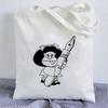 Kawaii Shopping Bag Mafalda Cute Anime Harajuku Canvas Bag Tote Bag Lady Handbag Large Capacity Shopper Bag Casual Shoulder Bag