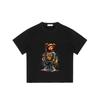 Crewneck T Shirt Black Colorful Bear Graffiti Print Streetwear Fashion Casual Wear for Men and Women