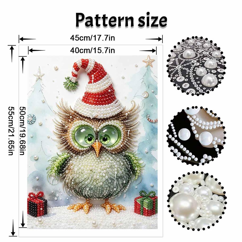 Frameless Pearl Painting Kit Festive Owl Aesthetic Wall Art DIY Sparkling Bead Canvas Room Decor Creative Craft
