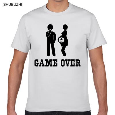 Tops T Shirt Men Pregnant Game Over Funny White Print Male Tshirt Cotton Tshirt Men Summer Fashion Tshirt Euro Size