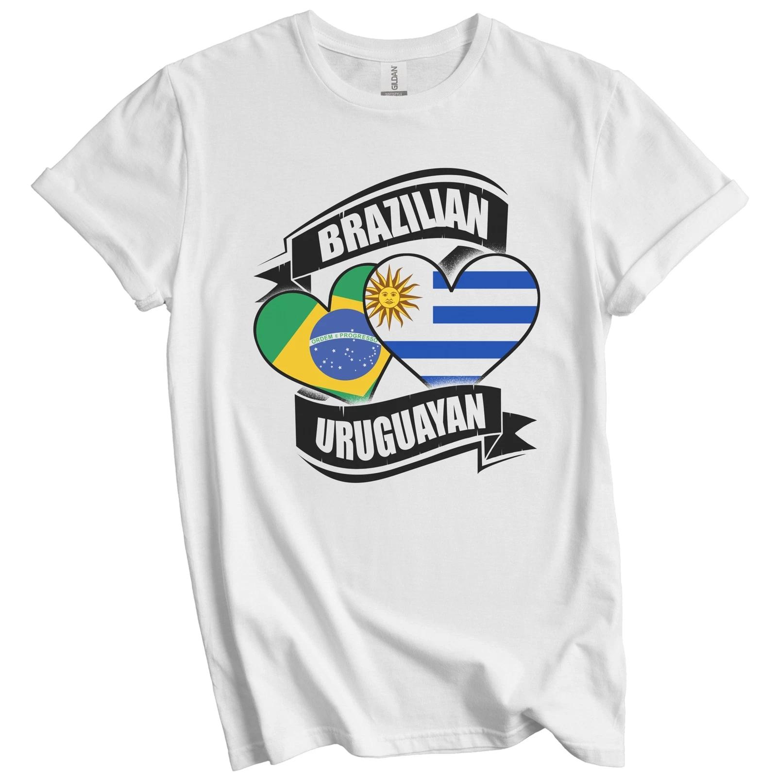 Brazilian Uruguayan Hearts Brazil Uruguay Flags T-Shirt L