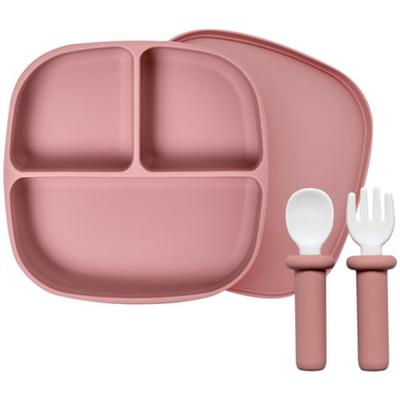 Lalabee βρεφικό φαγητό συν σετ 2 τεμαχίων, πιάτο σίτισης με βεντούζα + πιρούνι κουτάλι + θήκη, 01 Κόκκινο, Δημοφιλή κορεατικά είδη γονεϊκότητας