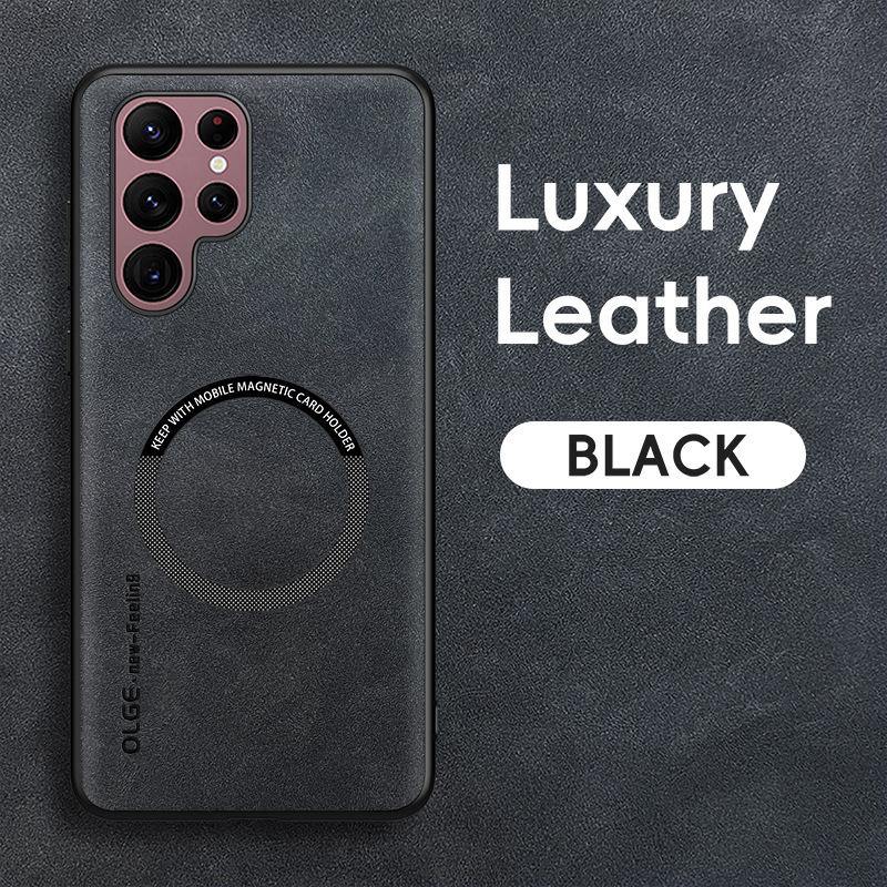 Hülle für Samsung S26 S25 S24 S23 S22 S21 S20 plus ultra Neue magnetische Saug-Schutzhülle aus Schafsleder Kabelloses Laden schlicht