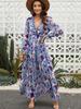 2025 Women's Fashion Long Sleeve Evening Dress - European & American Print Design