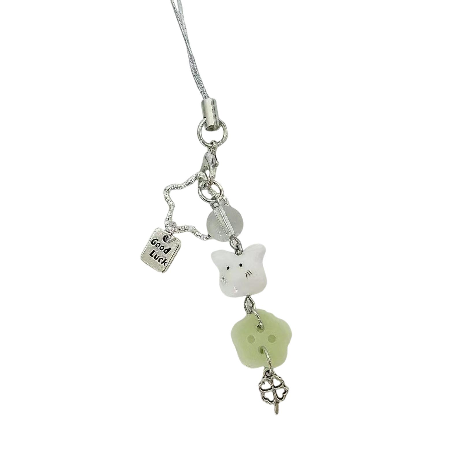 

Fashionable Resin Rabbit Clovers Star Key Holder Handmade Phone Chain Beaded Keyring for Gifts and Personal Use