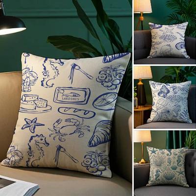 Blue Conch Fashion Pillow Case Plush Fabric Soft Pillowcase Double Sided Print Sofa Cushion Cover Throw