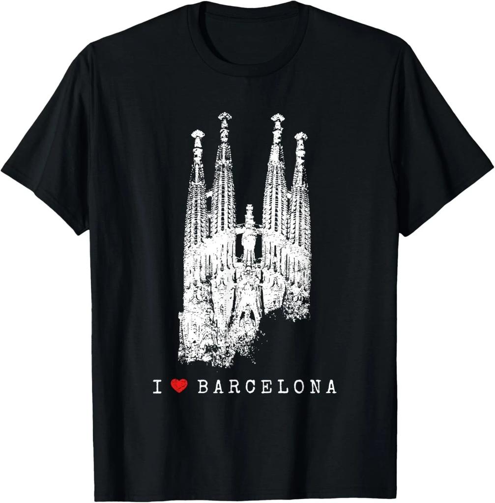 Sagrada Familia Vintage Skyline Spain Fan I Love Barcelona T-Shirt